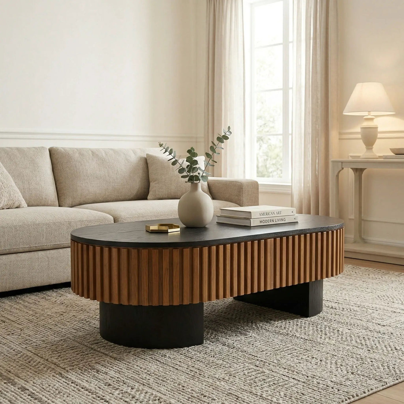 Elliptical Living Room Coffee Table With Hidden Storage And Removable Tabletop by HouseOfZazla