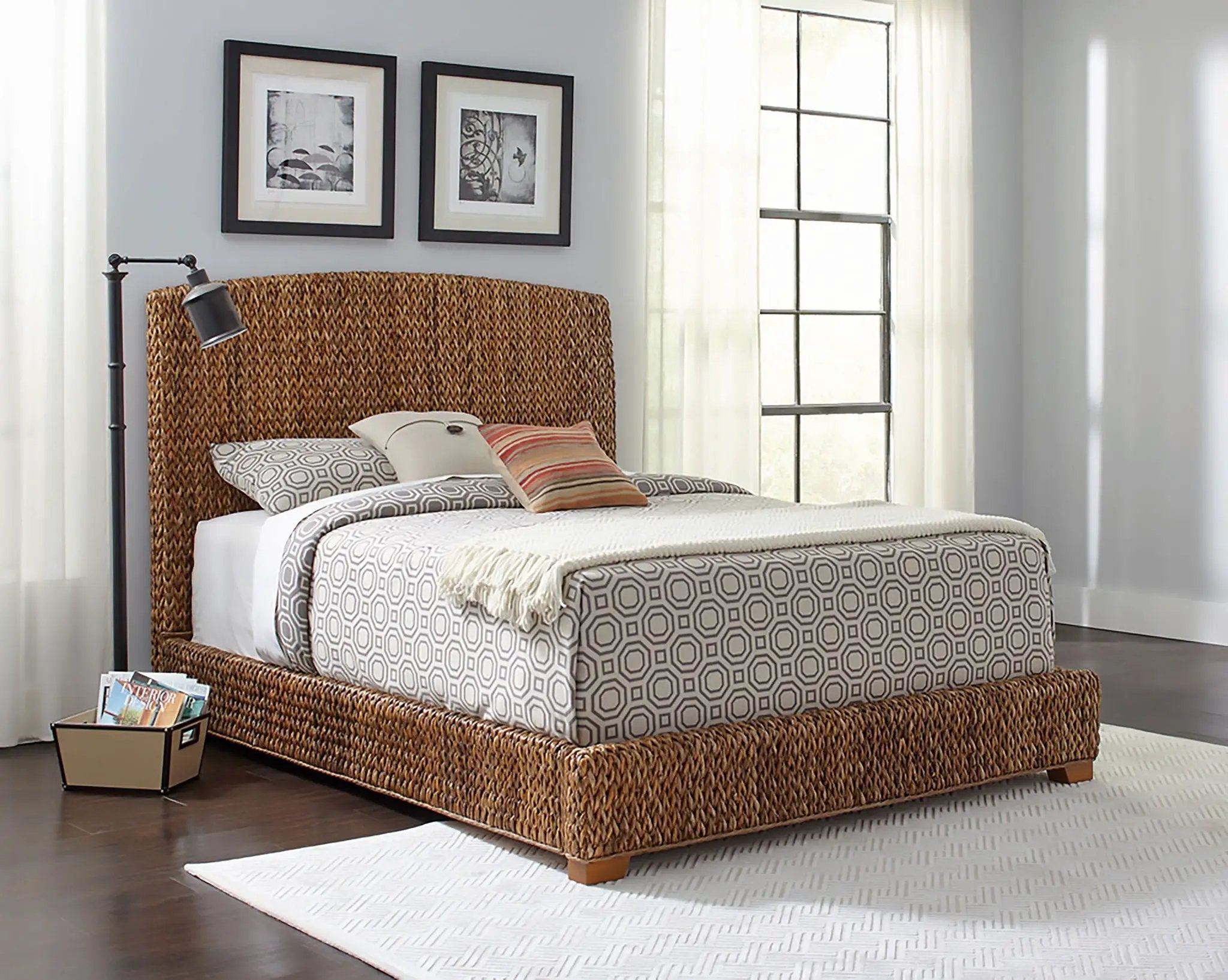 Laughton Banana Leaf California King Panel Bed Amber by Unique Piece Furniture