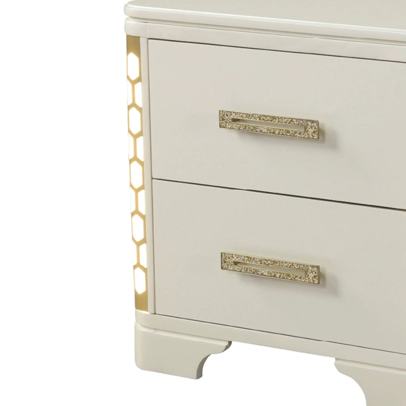Jasmine - Nightstand With Side LED Lightning - Beige by HouseOfZazla