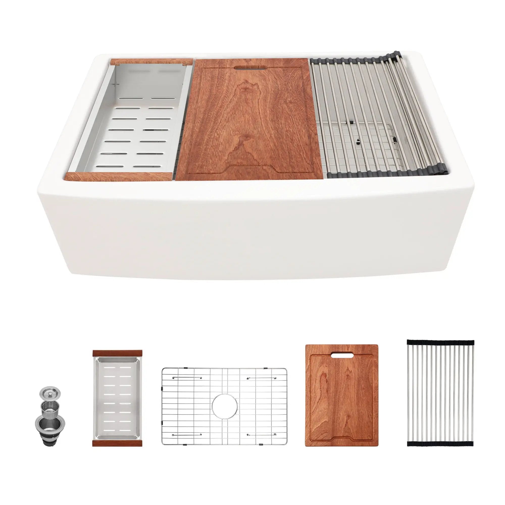 Classic Ceramic Farmhouse Sink Workstation Single Bowl With Durable Finish by HouseOfZazla