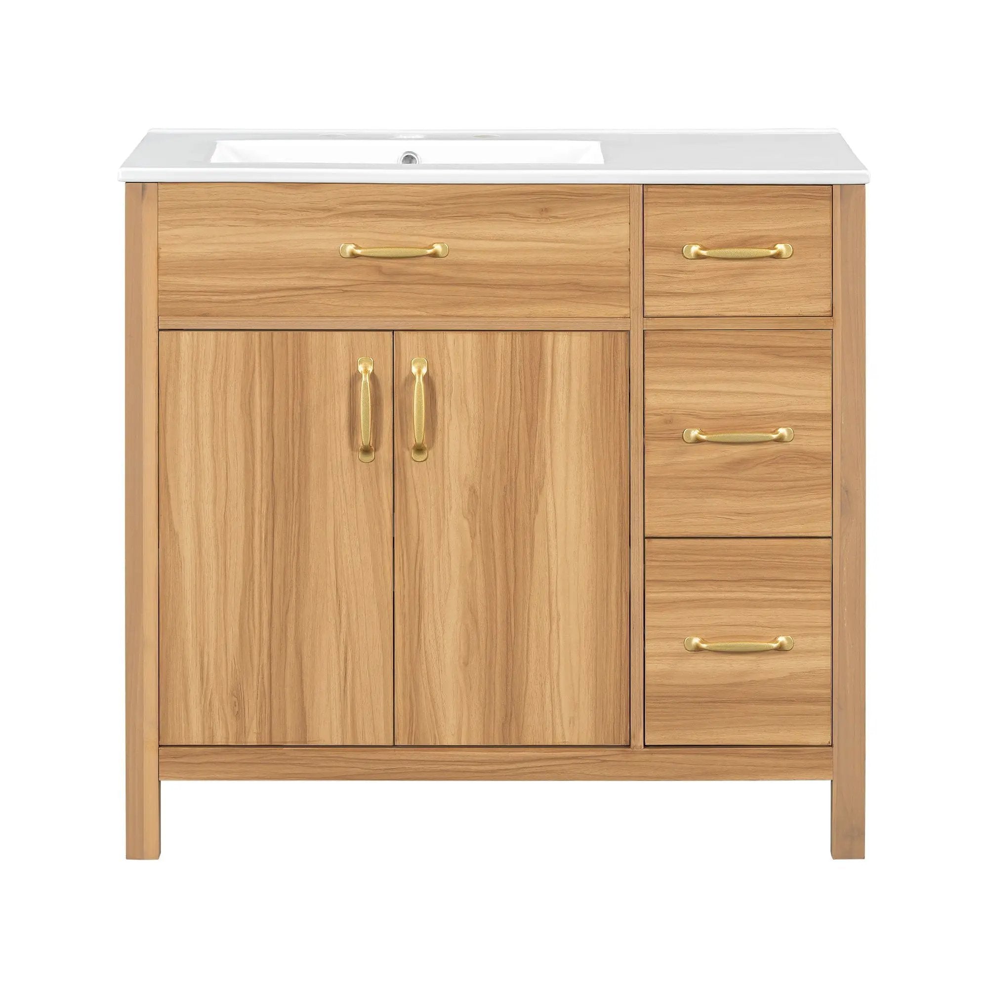 Bathroom Vanity, 2 Soft Close Doors, 3 Soft Close Drawers, Adjustable Shelf - Wood by Unique Piece Furniture