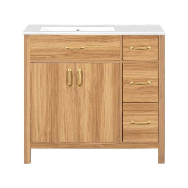 Bathroom Vanity, 2 Soft Close Doors, 3 Soft Close Drawers, Adjustable Shelf - Wood by Unique Piece Furniture