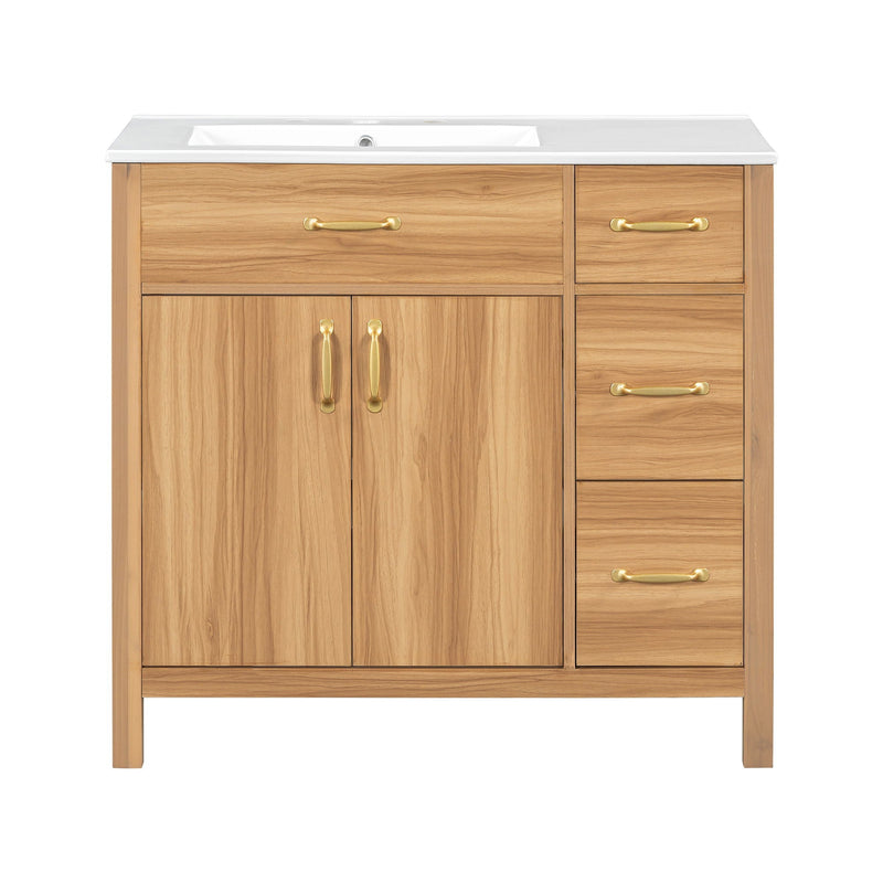 Bathroom Vanity, 2 Soft Close Doors, 3 Soft Close Drawers, Adjustable Shelf - Wood by HouseOfZazla