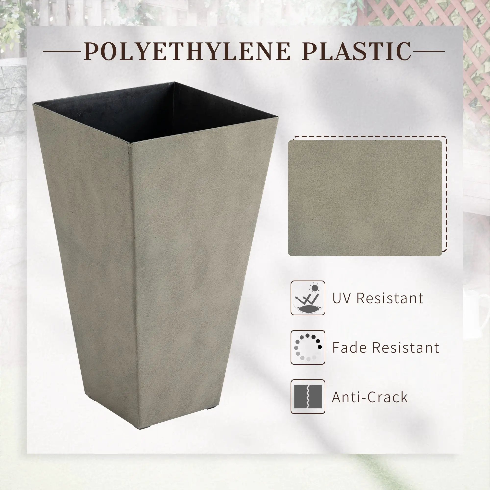 Outsunny Set of 3 Tall Planters with Drainage Hole, Gray by HouseOfZazla