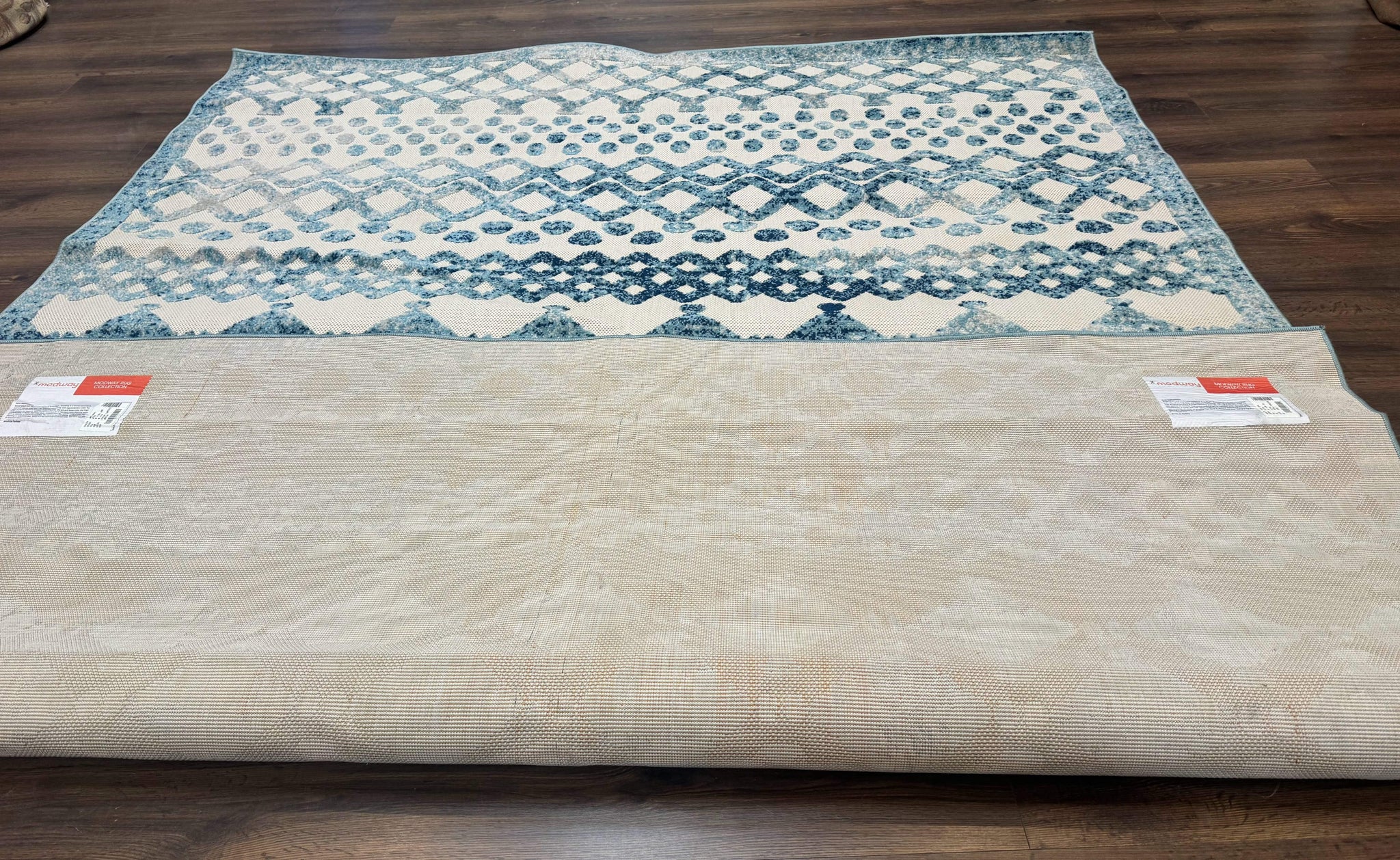 Modern Rug 8x10, Abstract Rug, Oat and Blue, Raised Pattern, Modway Rug Collection by Jewel Rugs