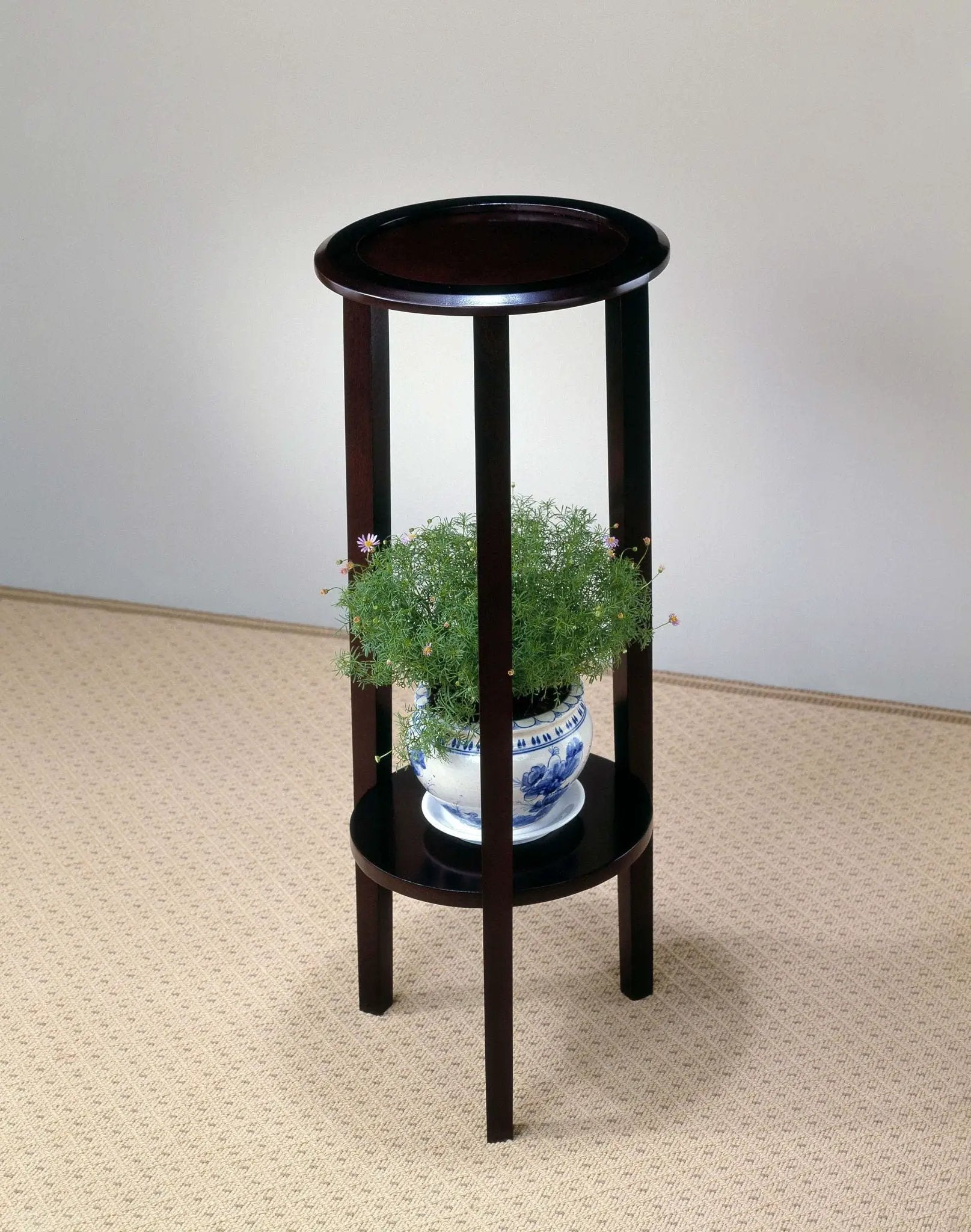 Kirk 1-shelf Round Wood Plant Stand Espresso by Unique Piece Furniture