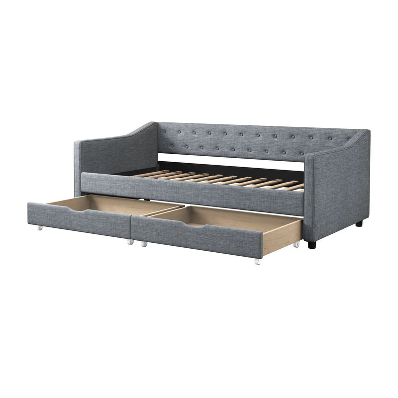 Twin Size Daybed with Drawers Upholstered Tufted Sofa Bed by HouseOfZazla