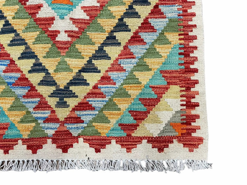 Small Kilim Rug 2x3 Colorful Turkish Kilim Accent Rug New Flatweave Wool Kilim Chobi Kilim Diamond Zigzag Playroom Rug by Jewel Rugs