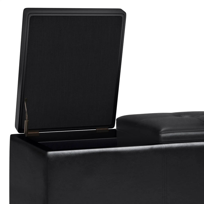 Avalon - Tray Storage Ottoman With Lift Up Lids - Midnight Black by Unique Piece Furniture