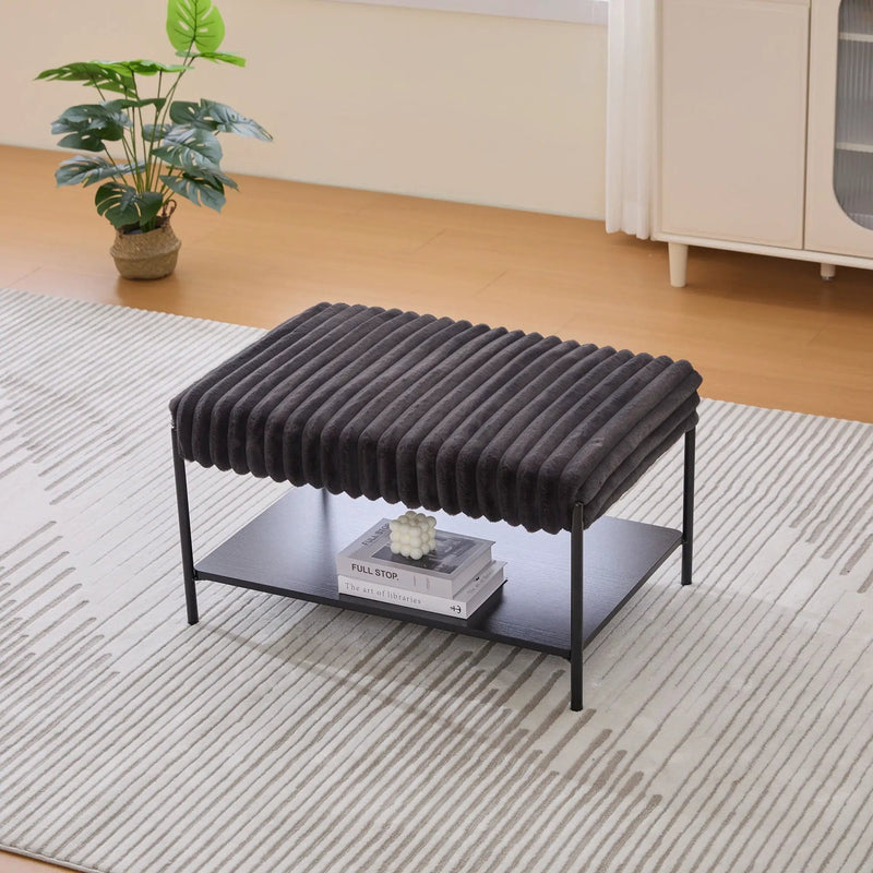Upholstered Ottoman Coffee Table Foot Rest With Open Storage by Unique Piece Furniture