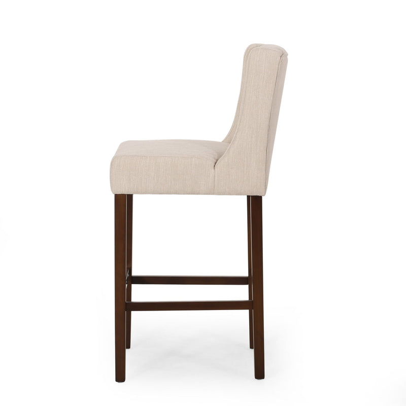 Solstara Upholstered Dining Barstool with Button Tufted and Wing Back by HouseOfZazla