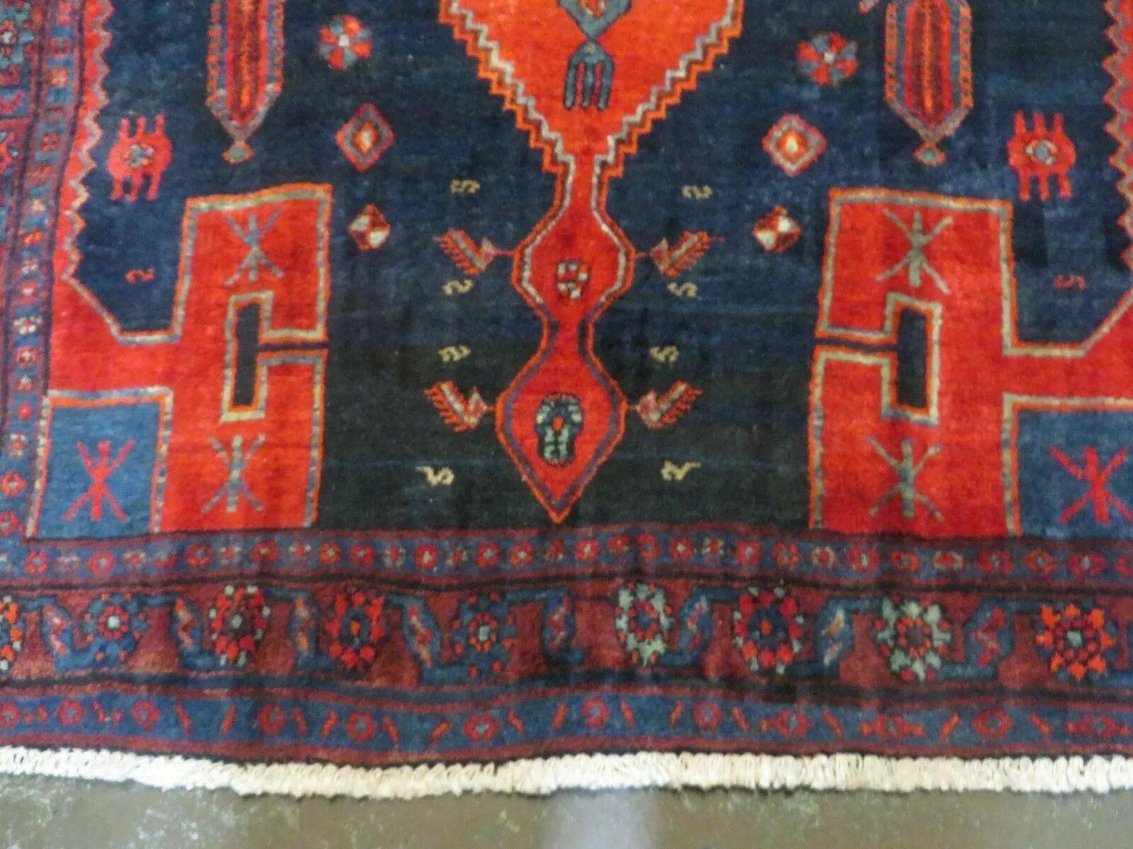 4' 6" X 8' 2" Antique Handmade India Tribal Geometric Wool Rug Red Blue # 129 by Jewel Rugs