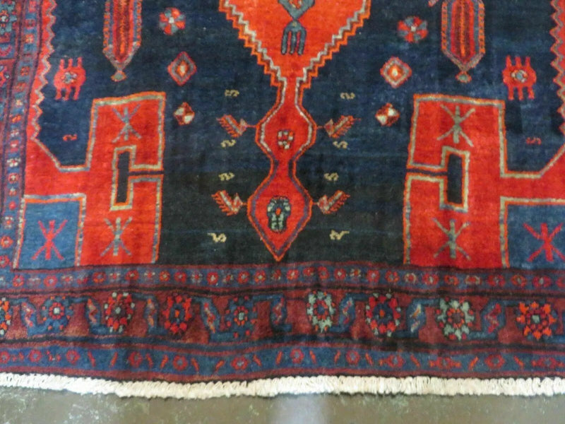 4' 6" X 8' 2" Antique Handmade India Tribal Geometric Wool Rug Red Blue # 129 by Jewel Rugs