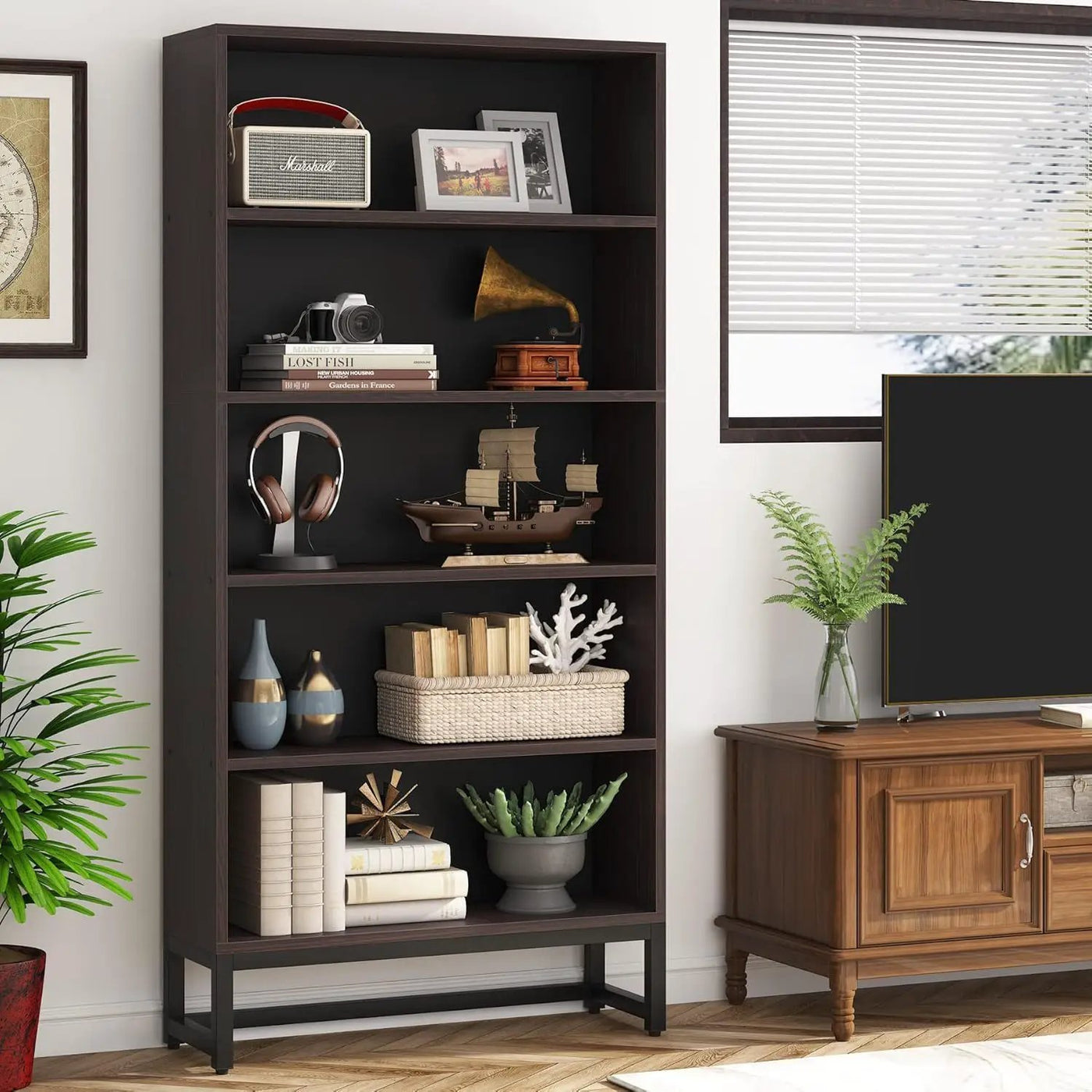 5 Tier Heavy Duty Bookshelf for Living Room by HouseOfZazla