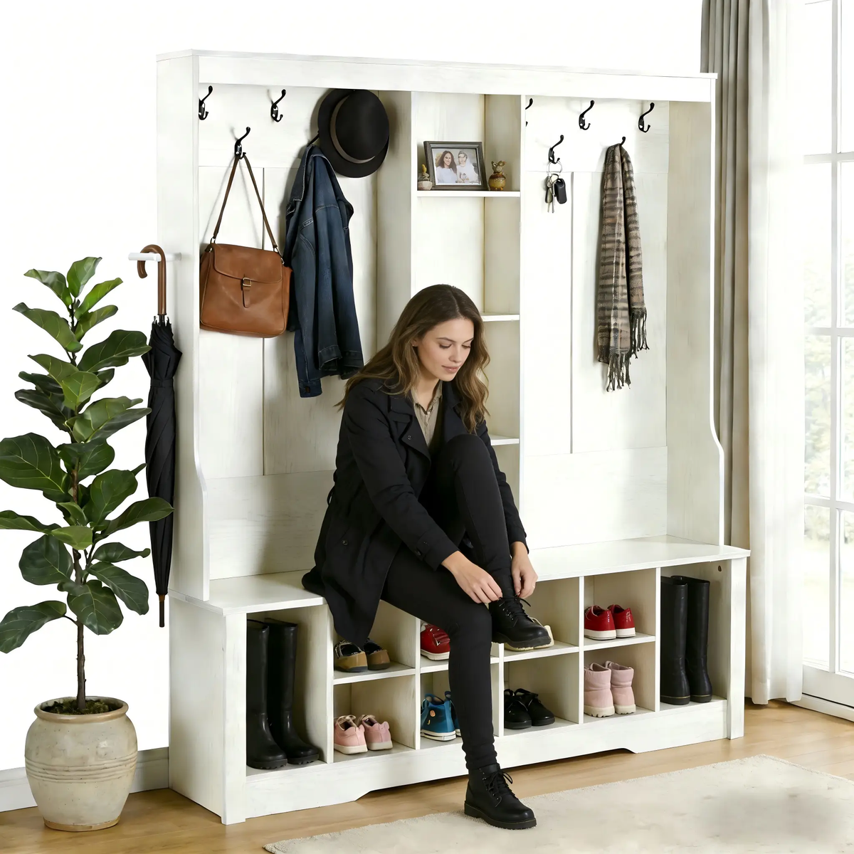 Itaar Hall Tree with Bench and Shoe Storage by HouseOfZazla