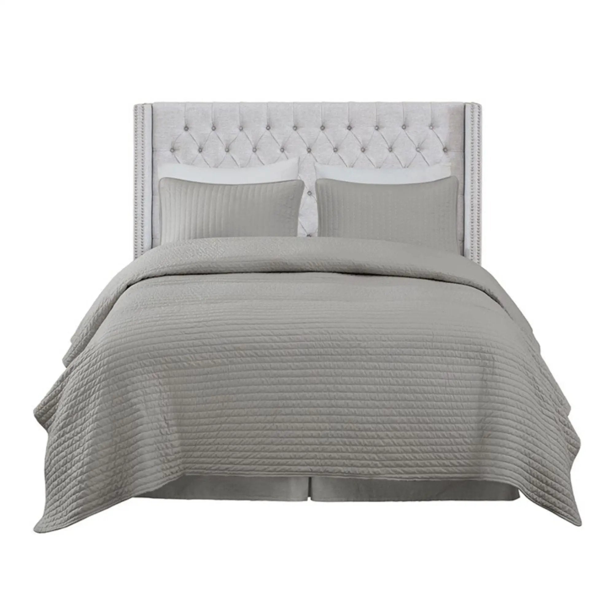 Transitional Upholstery Headboard With Tufted Buttons And Nailhead Trim by HouseOfZazla