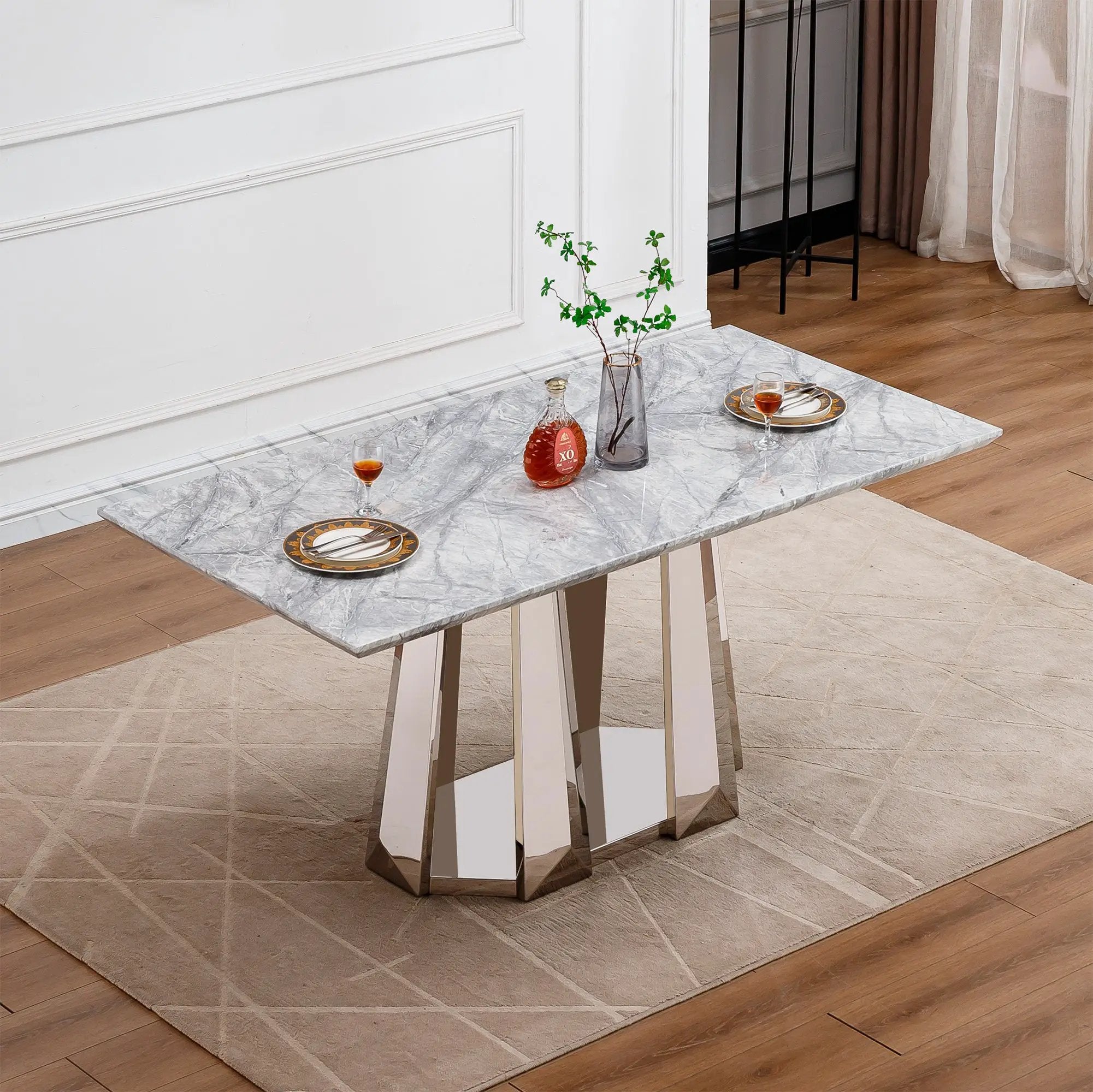 Marble Dining Table for 6 People by HouseOfZazla
