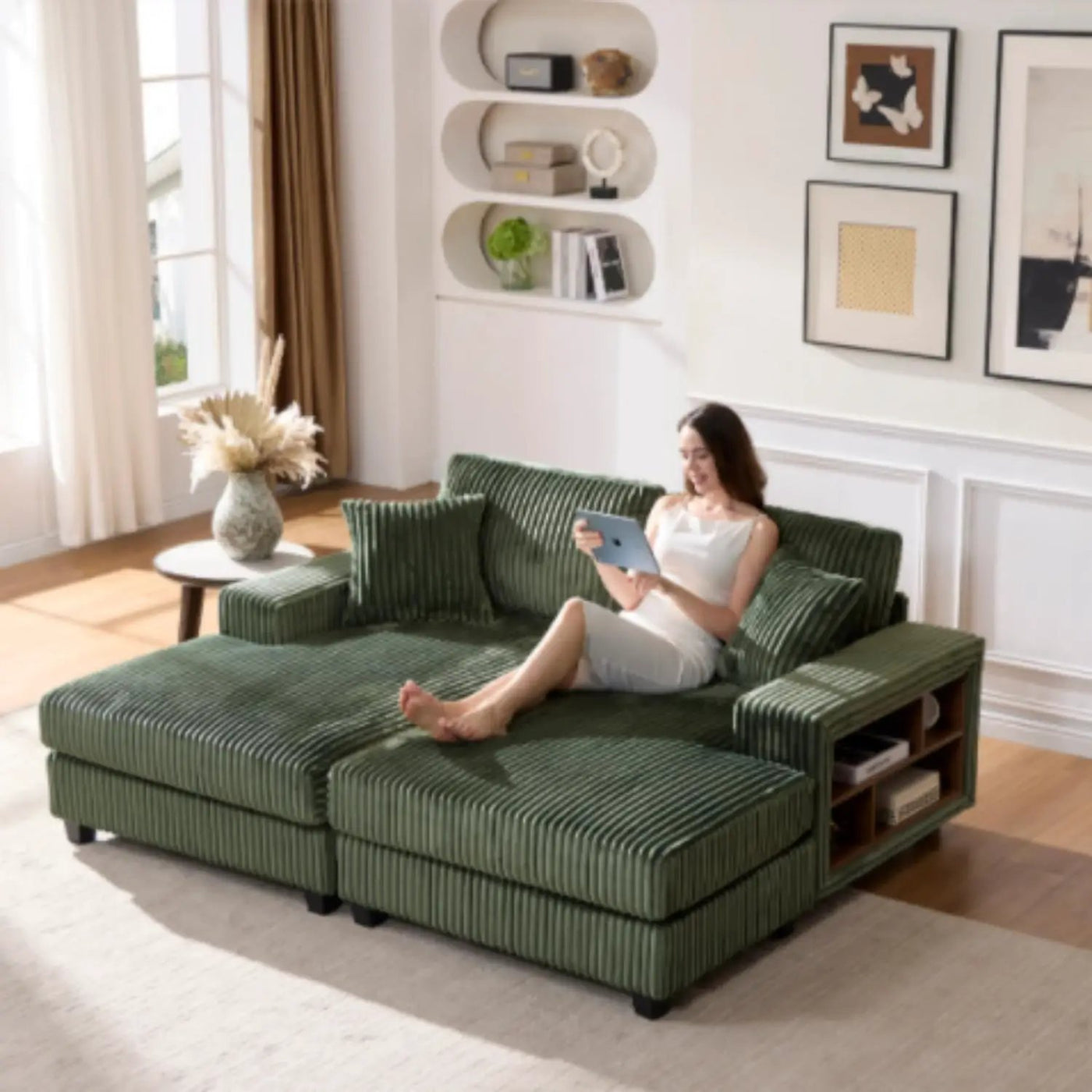 Convertible Sectional Sofa, Sleeper Oversized Living Room Lounge by Unique Piece Furniture