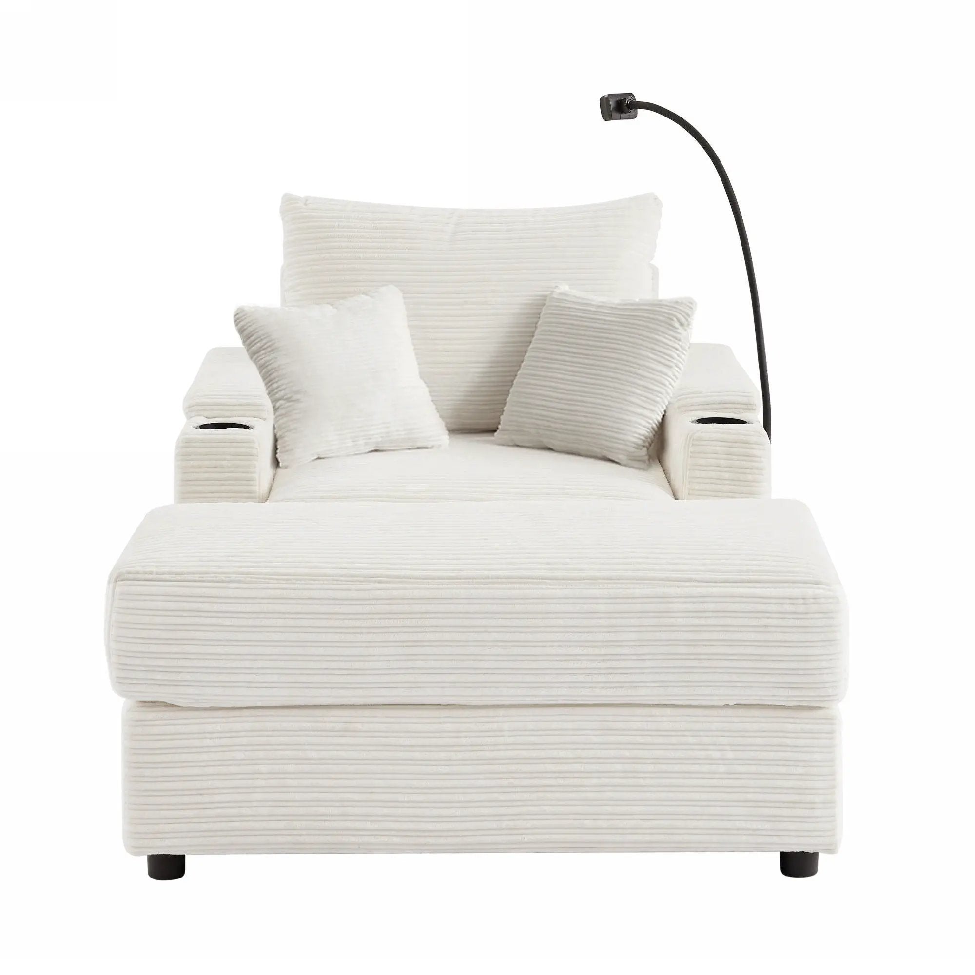 Modern Style Loveseat Sofa Sectional Sofa Couch With Storage Space, A Movable Ottoman, Two USB Ports, Two Cup Holders, A Phone Holder For Living Room by HouseOfZazla