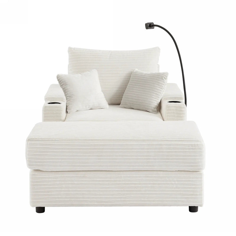 Modern Style Loveseat Sofa Sectional Sofa Couch With Storage Space, A Movable Ottoman, Two USB Ports, Two Cup Holders, A Phone Holder For Living Room by HouseOfZazla