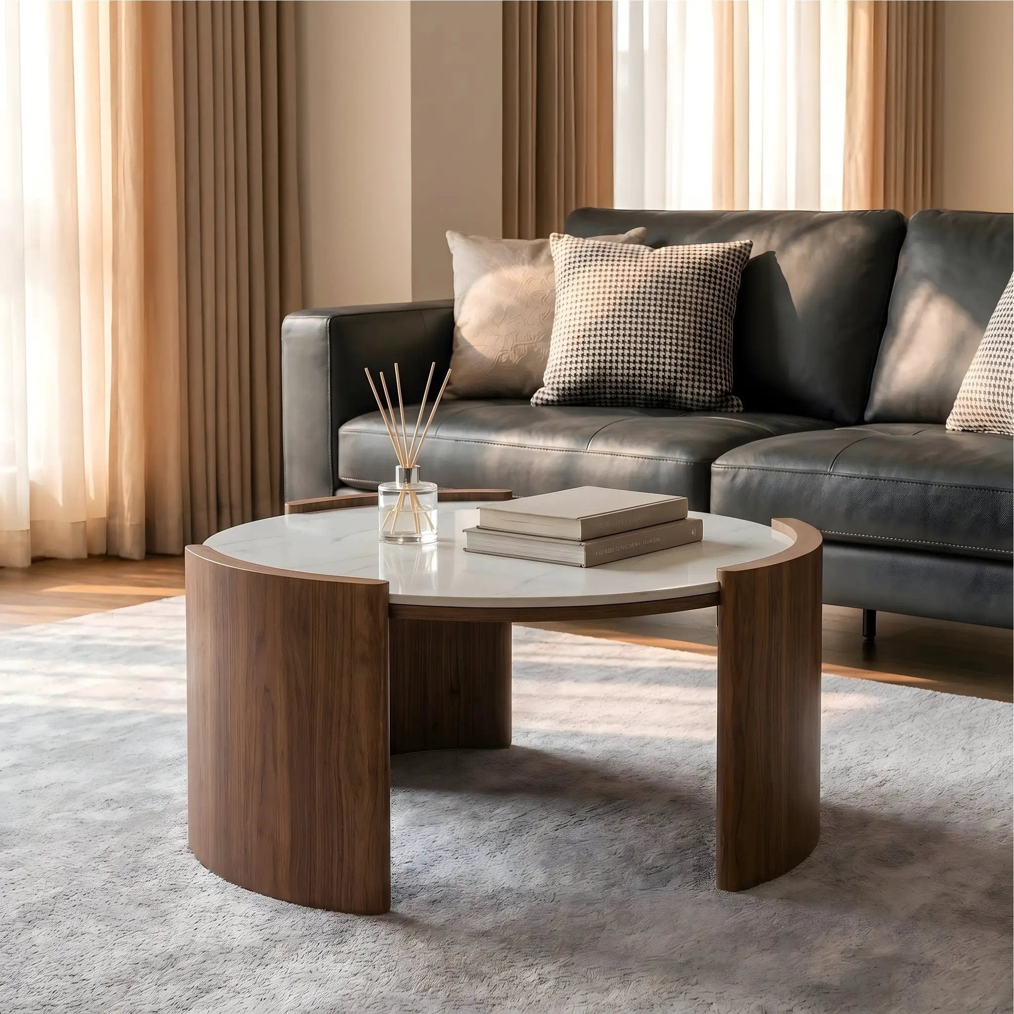 Modern Round Sintered Stone Coffee Table by HouseOfZazla