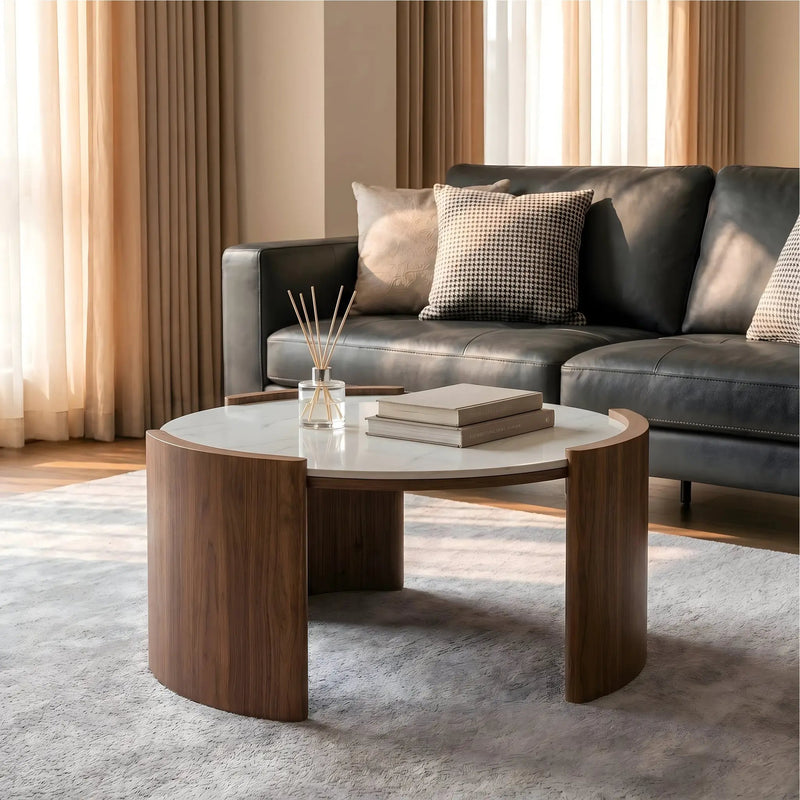 Modern Round Sintered Stone Coffee Table by HouseOfZazla
