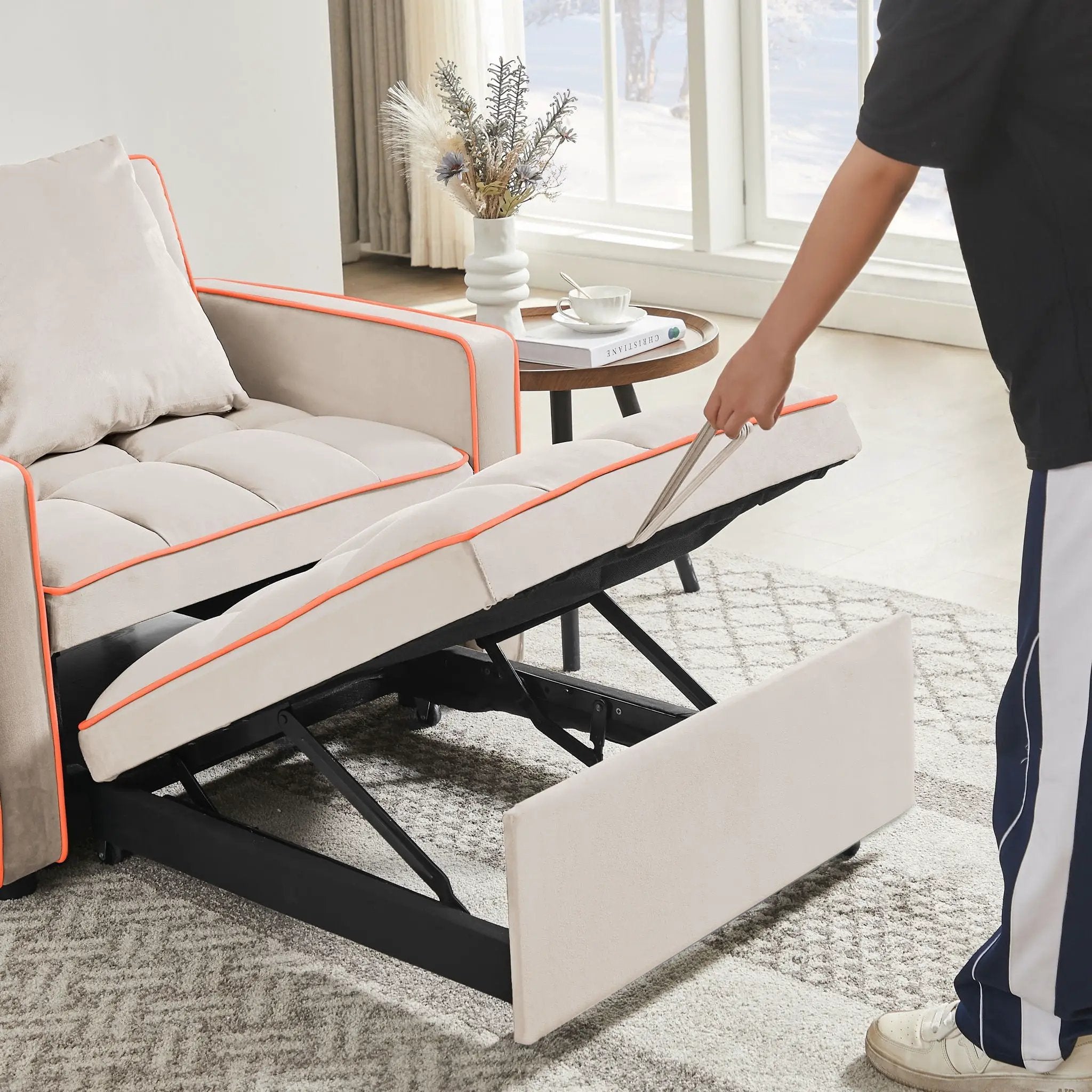 Modern 3 In 1 Sofa Bed Chair, Adjustable Recliner