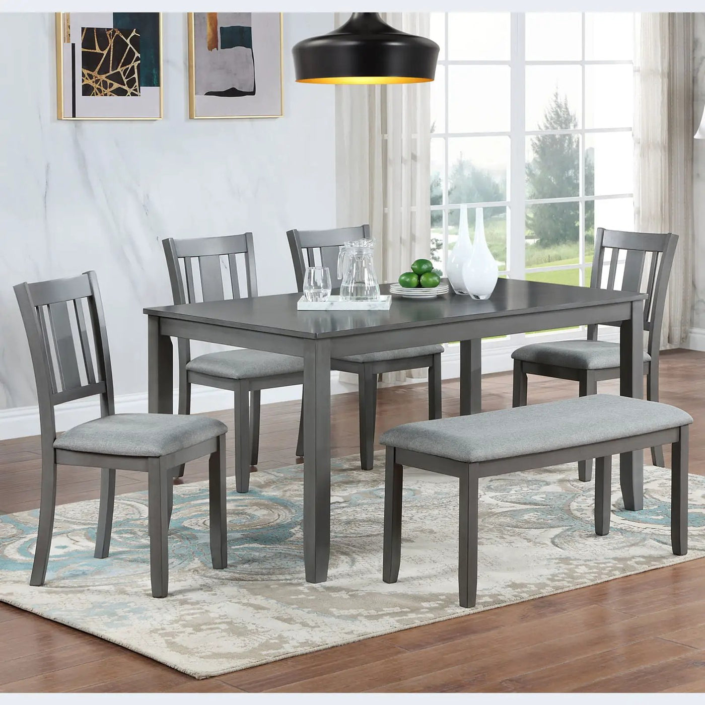 Kitchen Dining Set, Rectangular Dining Table With Upholstered Chairs by Unique Piece Furniture