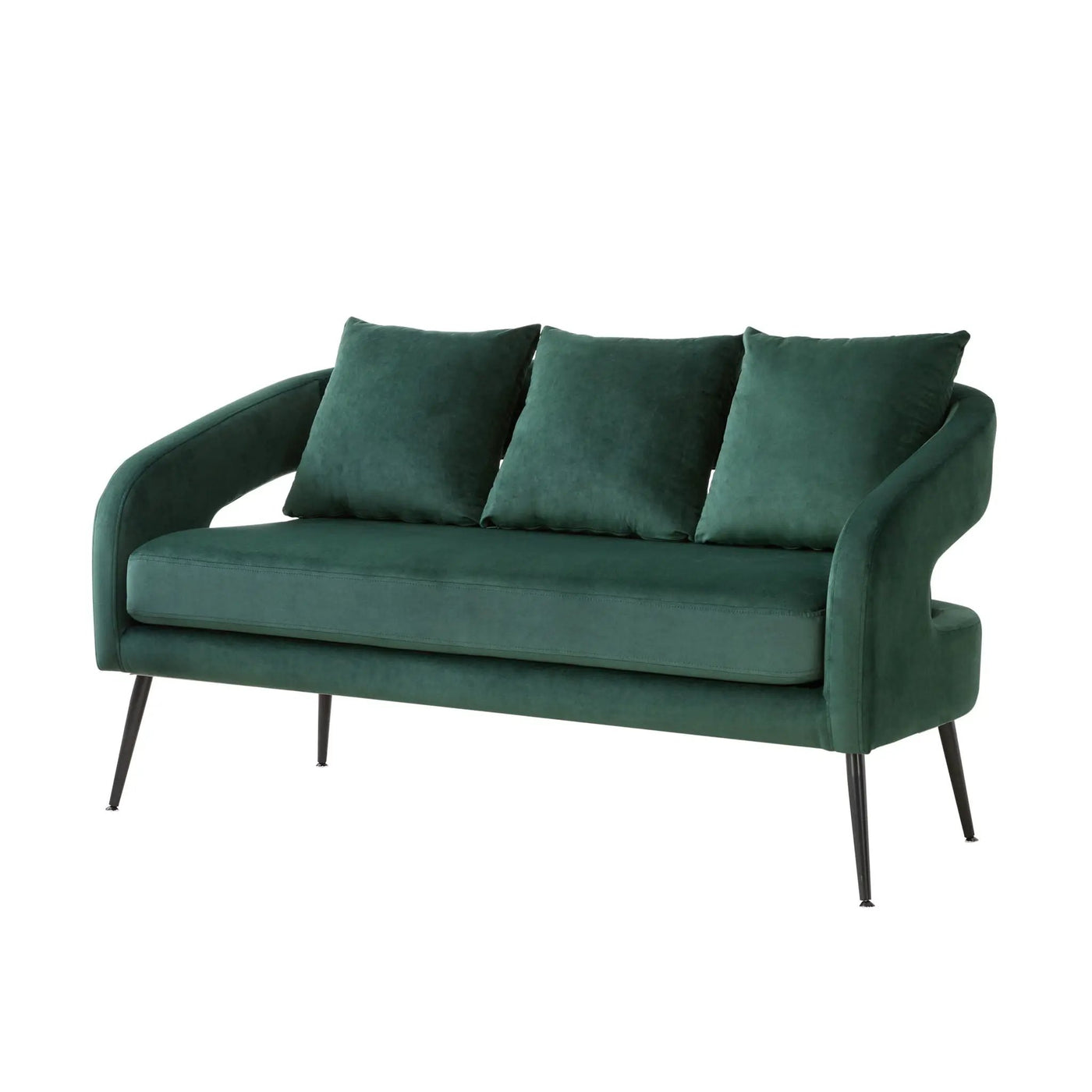 Open Back Loveseat Settee With 3 Pillows by Unique Piece Furniture