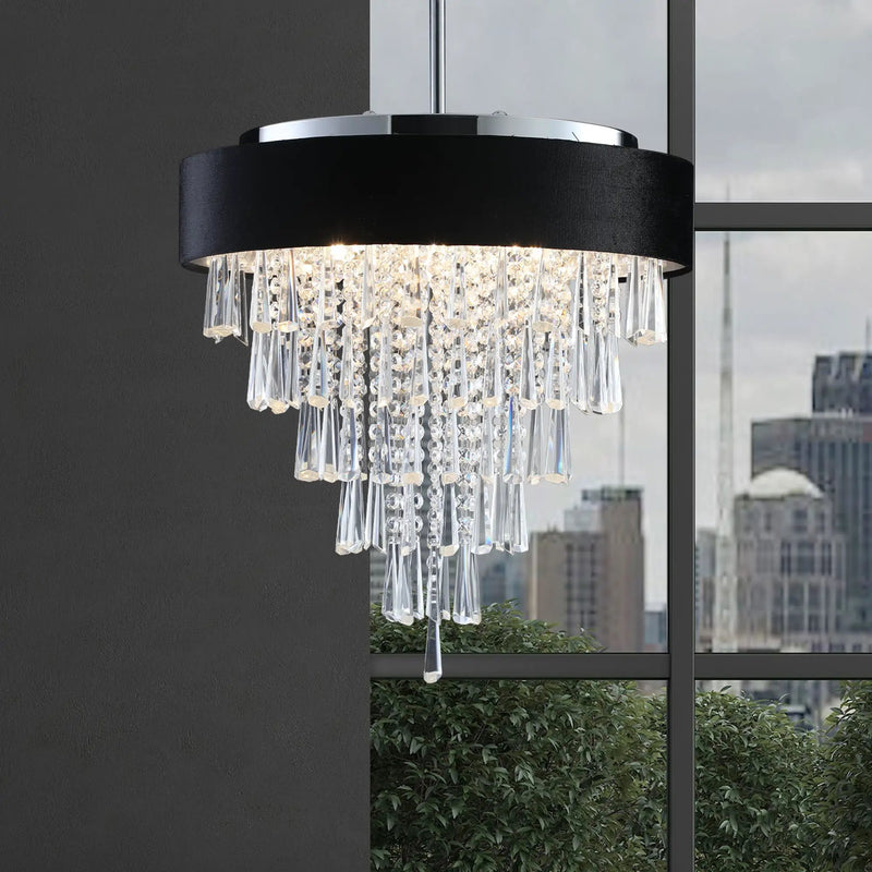 18-inch Modern Crystal Chandelier with Black Velvet Shade by HouseOfZazla