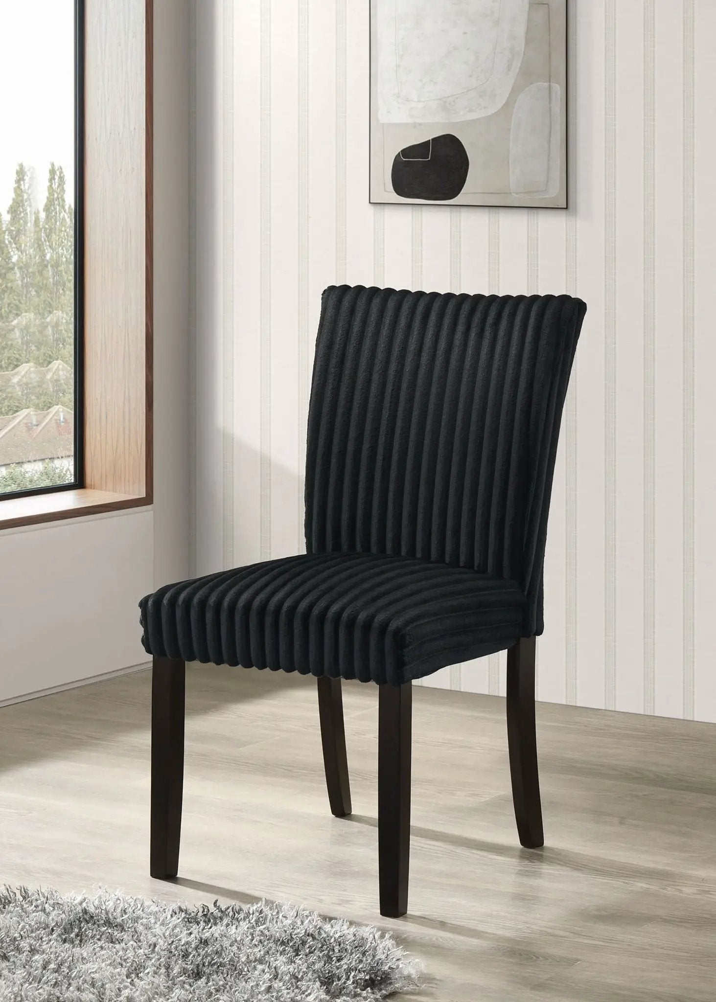 Dermott Upholstered Parson Dining Side Chair Black (Set of 2) by Unique Piece Furniture