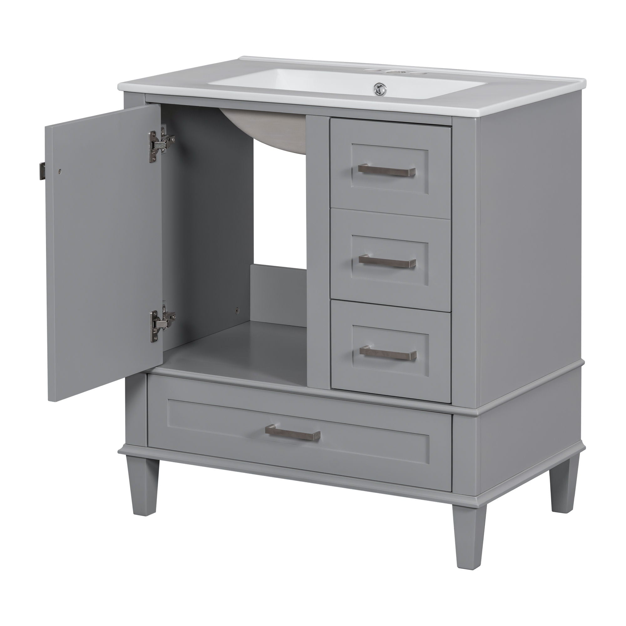 Bathroom Vanity, Modern Bathroom Cabinet With Sink Combo Set, Bathroom Storage Cabinet With A Soft Closing Door And 3 Drawers, Solid Wood Frame by HouseOfZazla