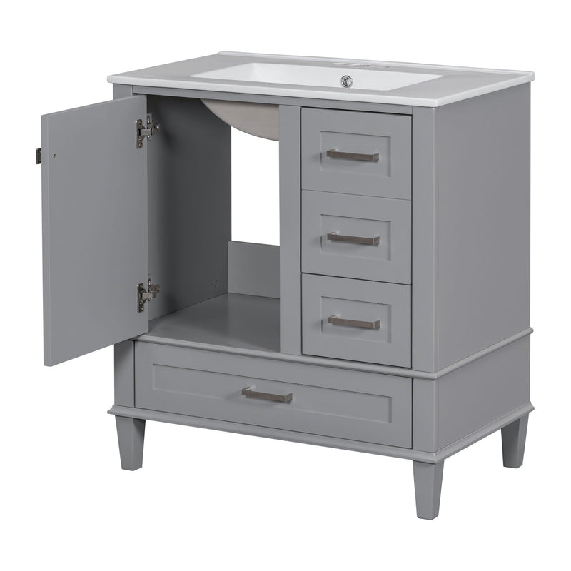 Bathroom Vanity, Modern Bathroom Cabinet With Sink Combo Set, Bathroom Storage Cabinet With A Soft Closing Door And 3 Drawers, Solid Wood Frame by HouseOfZazla