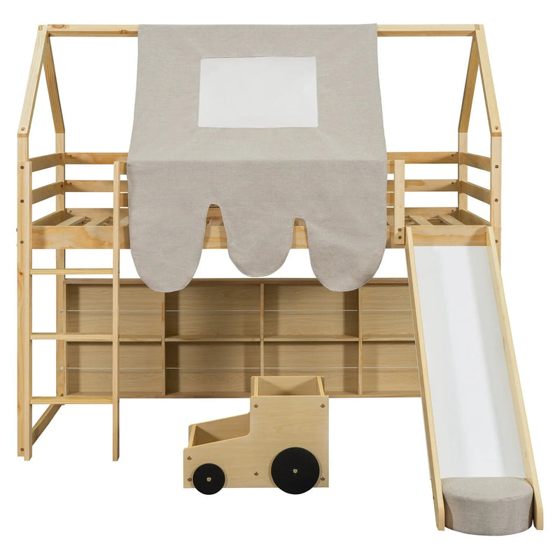 Loft Bed With House Shaped Frame And Tent by HouseOfZazla