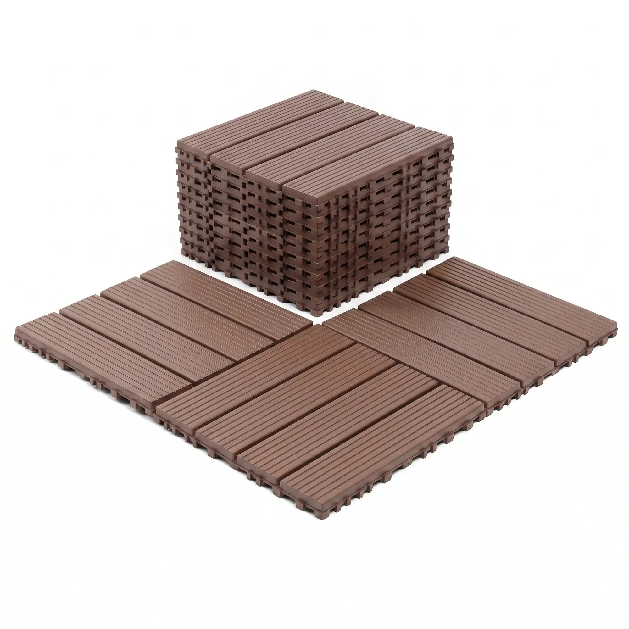 Plastic Interlocking Deck Tiles, 44 Pack 12"x12" by HouseOfZazla