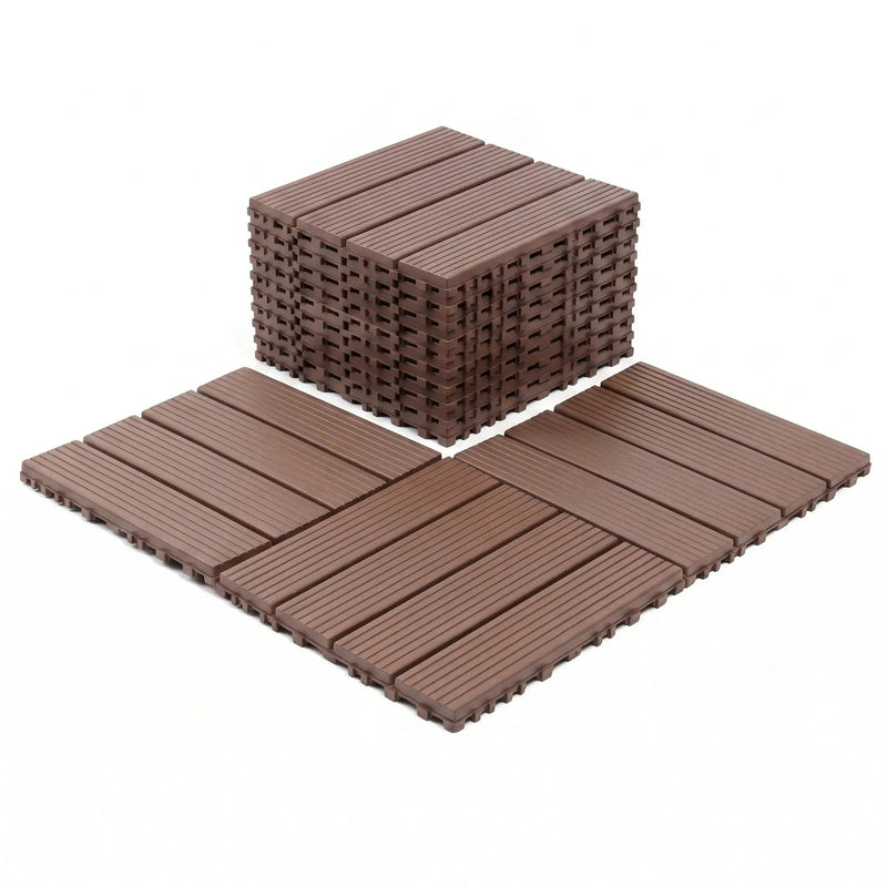 Plastic Interlocking Deck Tiles, 44 Pack 12"x12" by HouseOfZazla