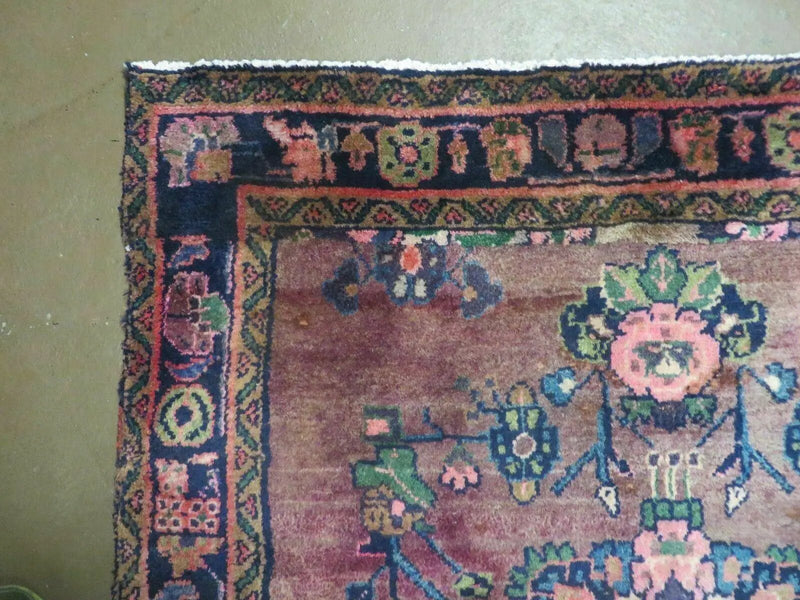 3 x 7 Antique Persian Hamadan Nahavand Rug, Tribal Runner Rug , Handmade Oriental Wool Rug, Vegetable Dyed, Purple-Red & Dark Blue, 3x7 Rug by Jewel Rugs