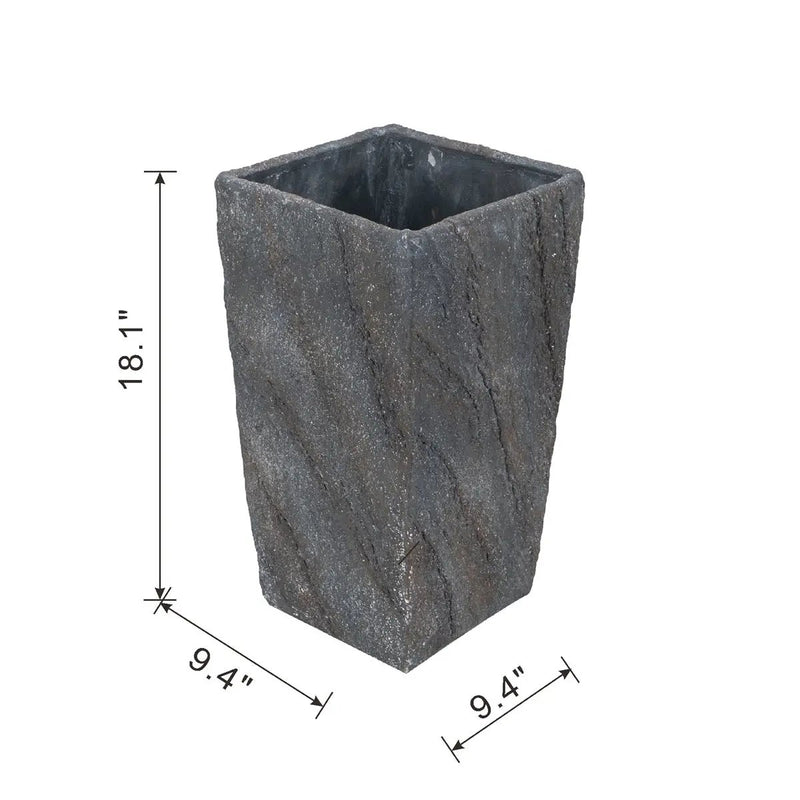 9.4x9.4x18.1' Cement Planter Large, Indoor Outdoor Garden Functional Decor by HouseOfZazla
