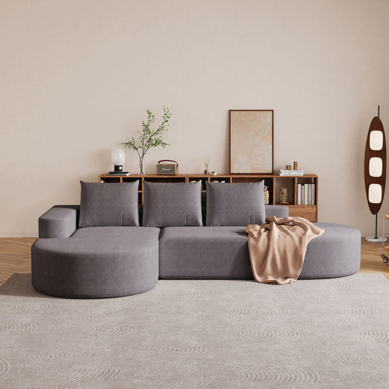 Modern Curved Sofa, L-Shaped Modular Sectional Set With 3 Pillows by HouseOfZazla