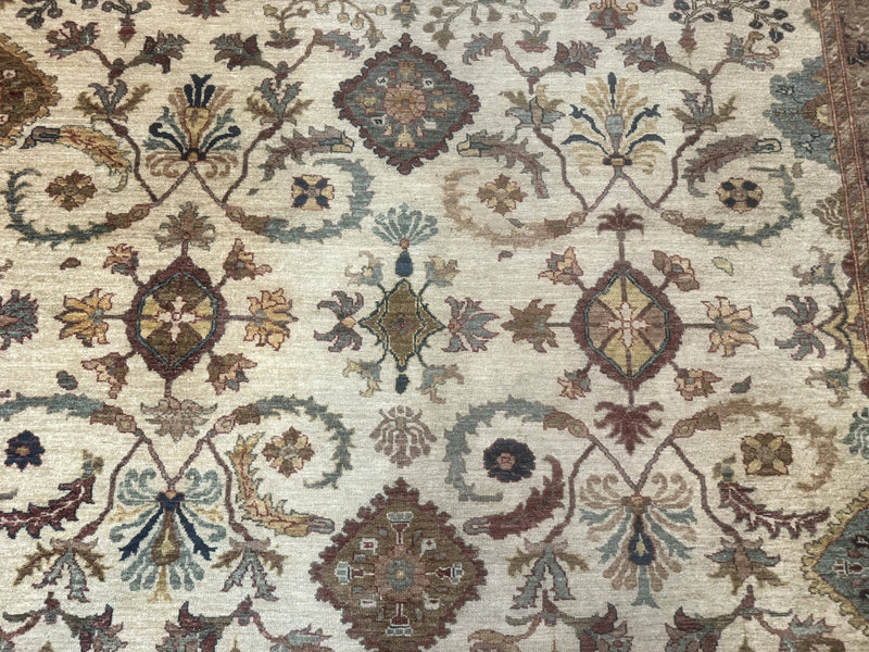 Egyptian Rug 9x12, Mahal Sultanabad Carpet, Handmade Wool Rug, Oatmeal Color by Jewel Rugs
