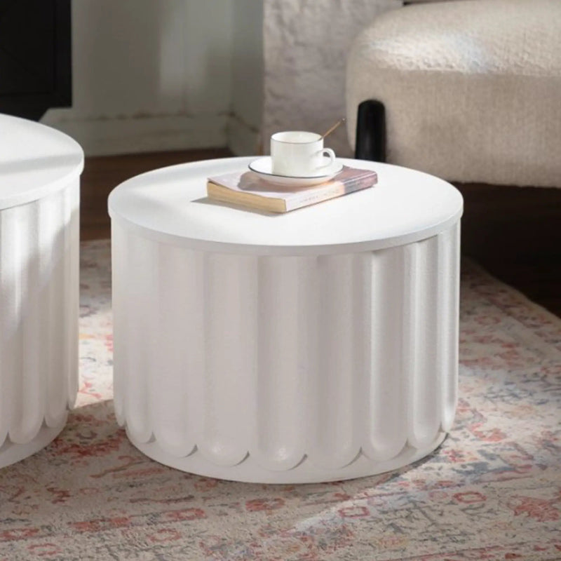 White Round Storage Table Set with Lift-Off Lid by HouseOfZazla
