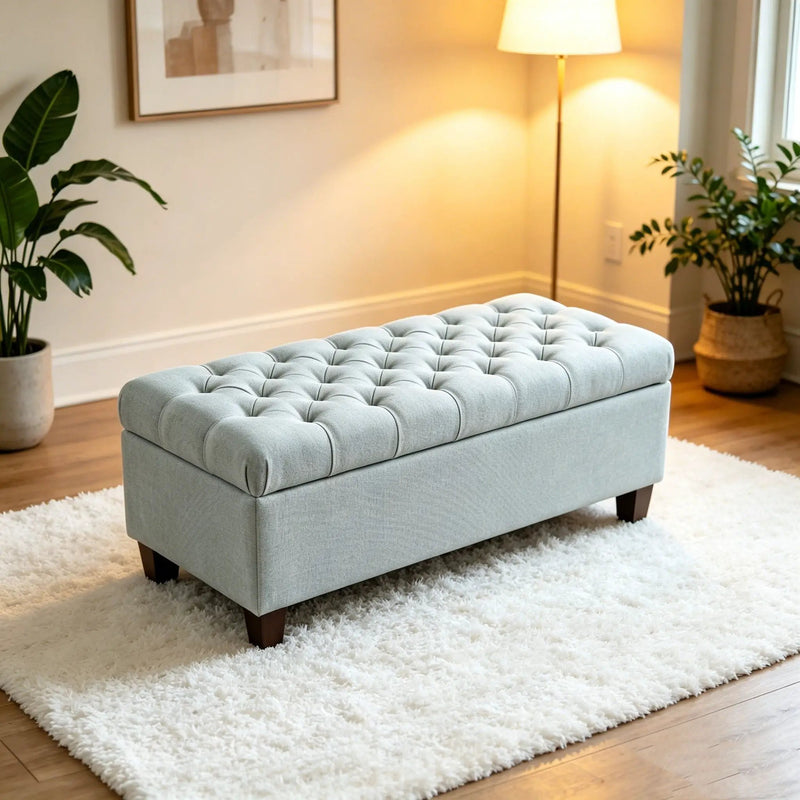 Storage Ottoman Bench With Safety Hinges by HouseOfZazla
