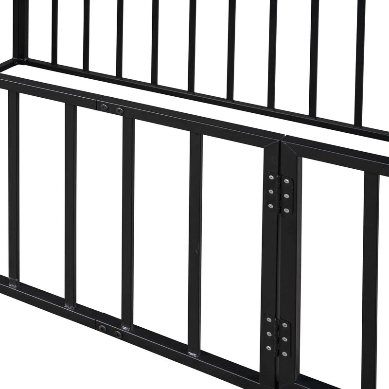 Metal Floor Bed Frame With Fence And Door by HouseOfZazla