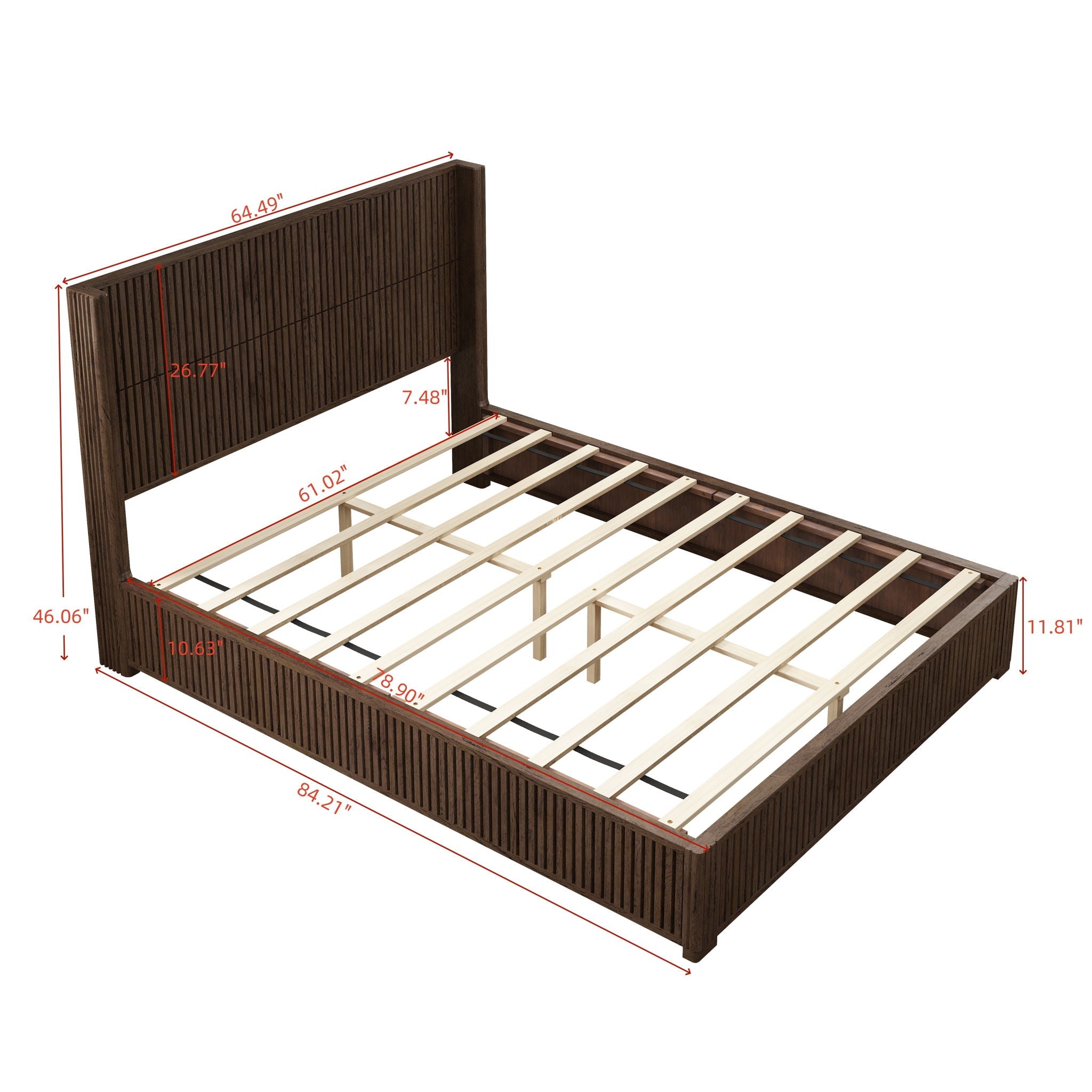 Platform Bed Frame With Headboard, Floor Standing Design by HouseOfZazla
