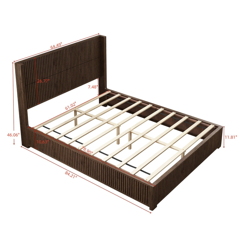 Platform Bed Frame With Headboard, Floor Standing Design by HouseOfZazla