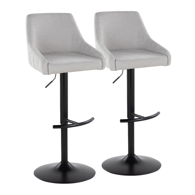 Hannah - Transitional Adjustable Barstool With Swivel With Rounded T Footrest (Set of 2) by Unique Piece Furniture