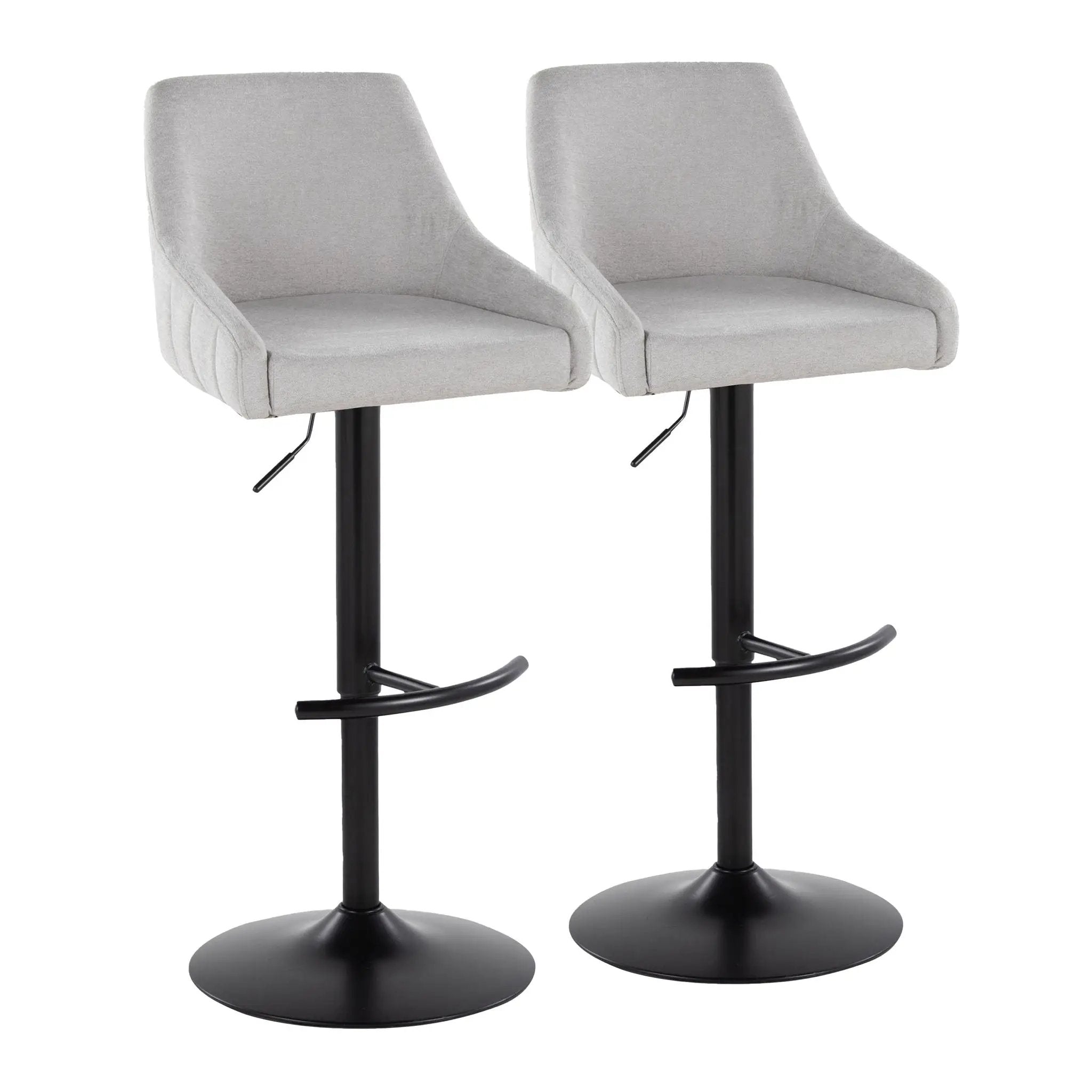 Hannah - Transitional Adjustable Barstool With Swivel With Rounded T Footrest (Set of 2) by HouseOfZazla