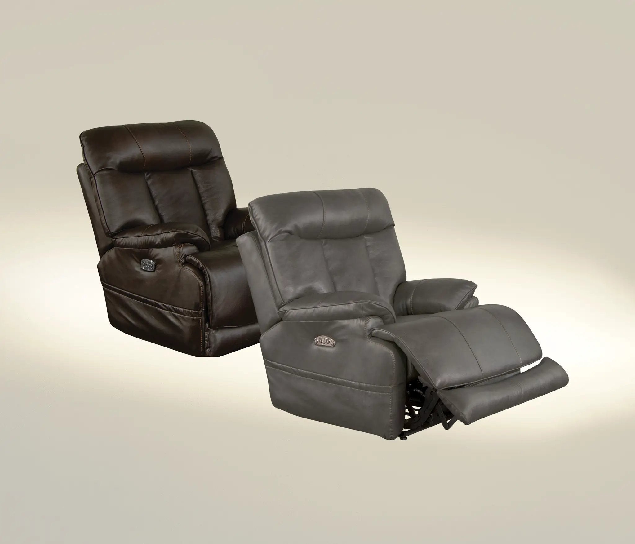 Naples - Power Lay Flat Recliner With Extended Ottoman - Chocolate by Unique Piece Furniture