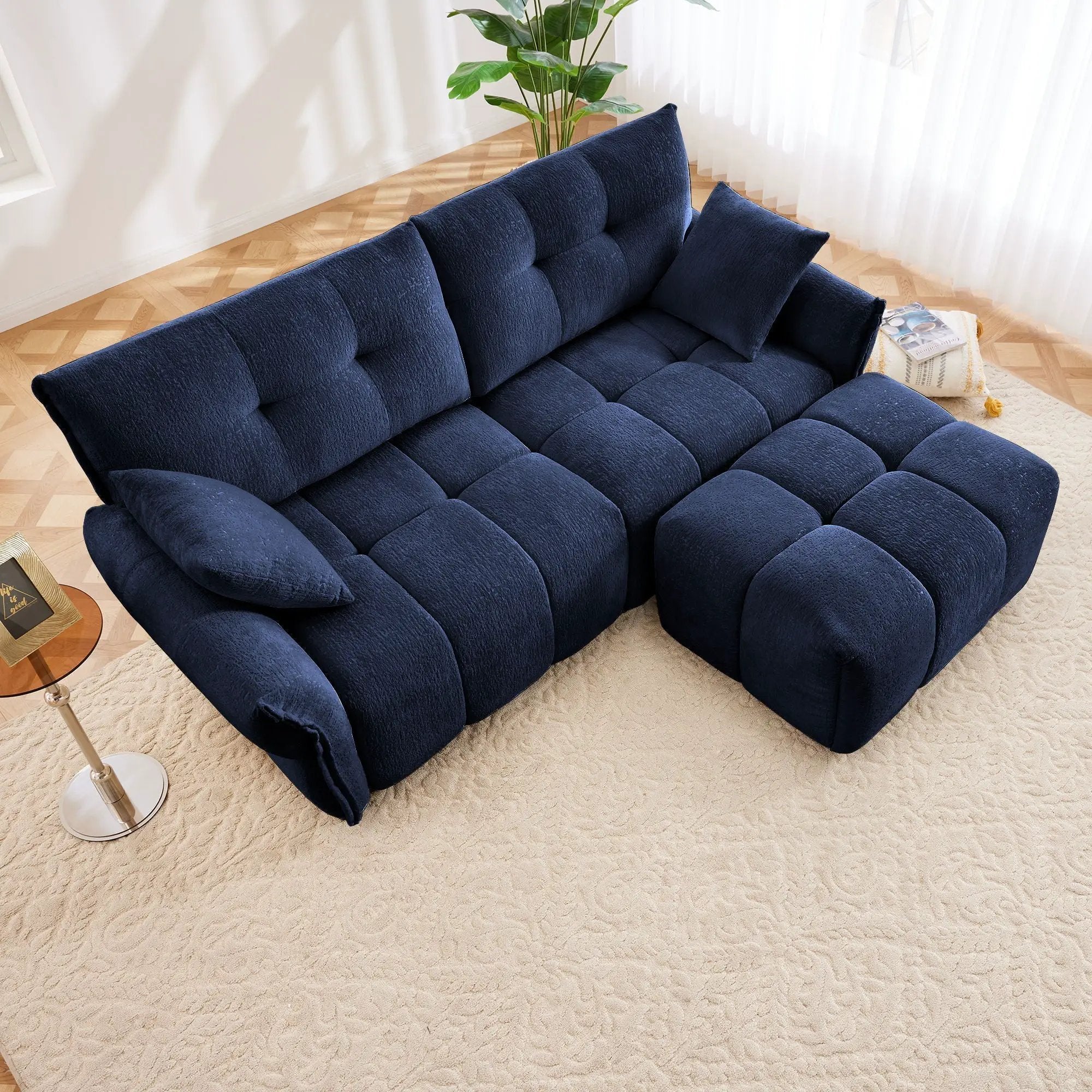 Sofa Set With Ottoman And Pillows, Textured, High Resilience Cushions by HouseOfZazla