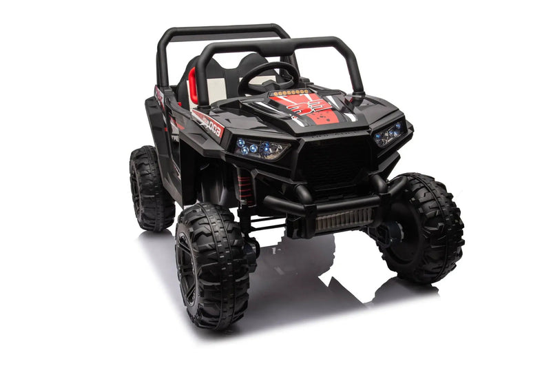 12V7A*2 30W*4 Four-Wheel Drive Seat One Button Start, Forward And Backward, High And Low Speed, Music, Front Light, Power Display, Two Doors Can Open, 2.4G R / C, Seat Belt Four Wheel Absorber by HouseOfZazla